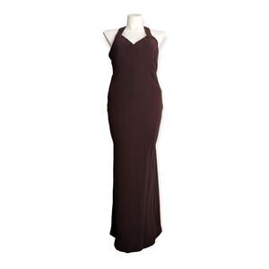 HOSS INTROPIA elegant burgundy brown sweetheart halter neck maxi gown